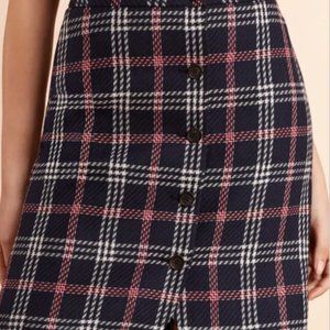 SOLD Brooks Brothers Plaid Wool-Blend Button Skirt